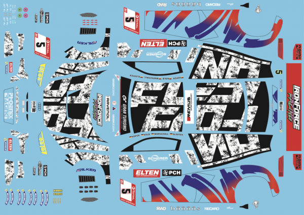 Decal Audi R8 LMS GT3 evo Team Iron Force by Ring Police #5 2021 Scale 1:32